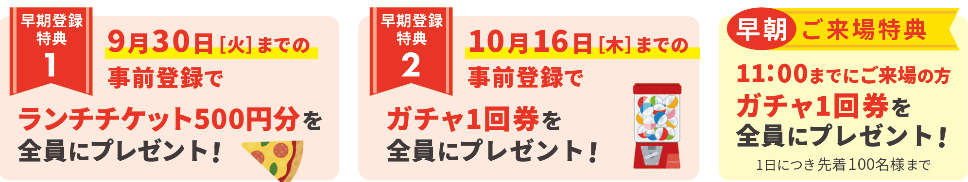 9月30日(金)までの早期事前登録特典