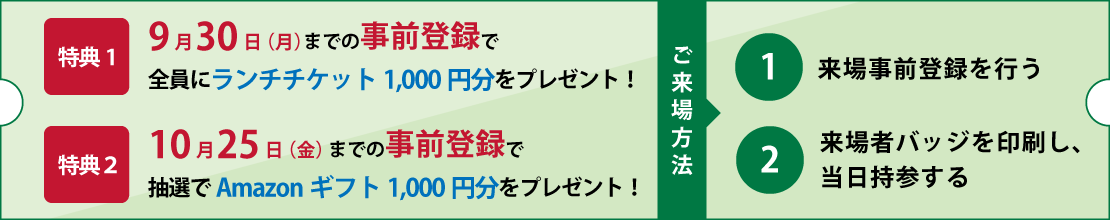 9月30日（月）までの事前登録で全員にランチチケット1,000円分プレゼント！